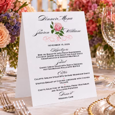 Tented Menu Card